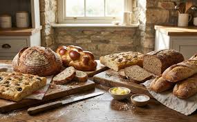 Fresh baked breads cooling on a rack at the Bakerz facility